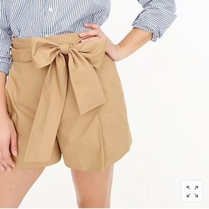 Jcrew tie waist cotton shorts in pink and tan